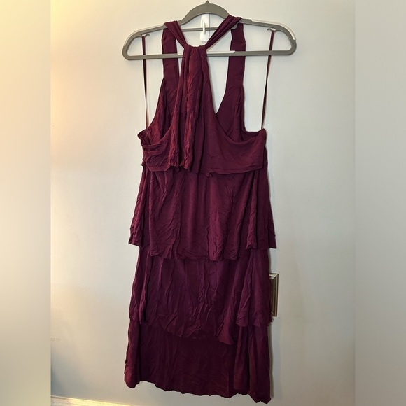 Purple Ruffle Halter beaded neck Dress NWT Large Apt 9 - Picture 2 of 4